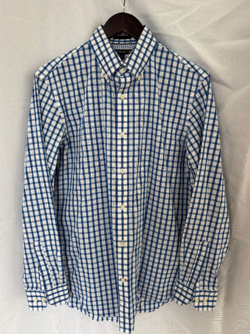 Banana Republic x Mad Men Blue Gingham Wide Optic Check Button Down Shirt - M